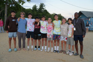 Group of campers on the shores of Masten Lake